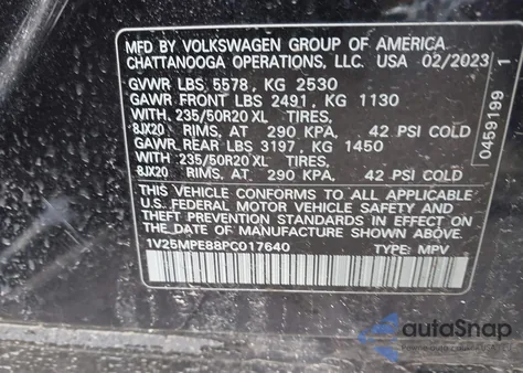 2023 Volkswagen Id.4 S z USA, uszkodzony, nr VIN 1V25MPE88PC017640